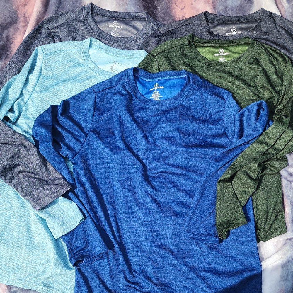 Essentials Long Sleeve Tees - Blue, Green, Gray